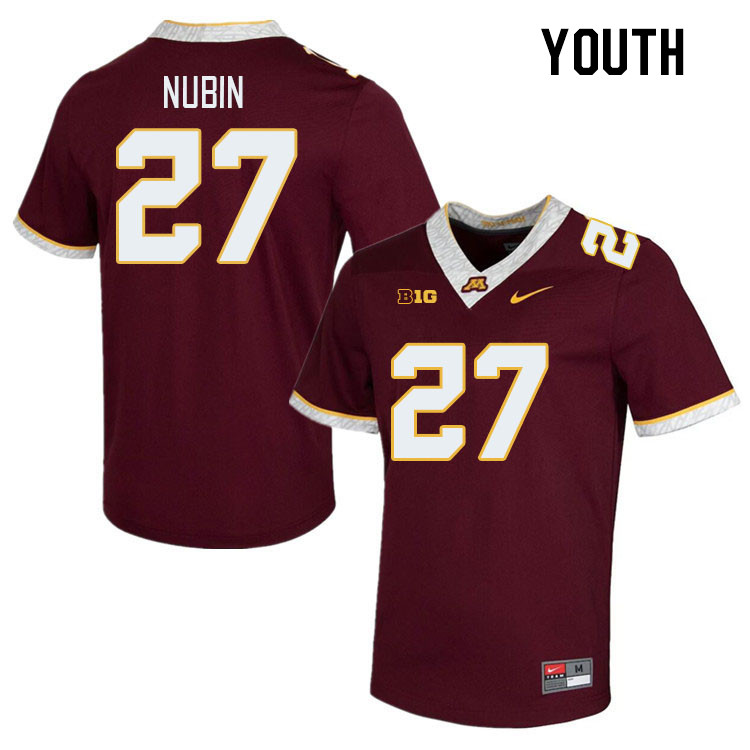 Youth #27 Tyler Nubin Minnesota Golden Gophers College Football Jerseys Stitched-Maroon